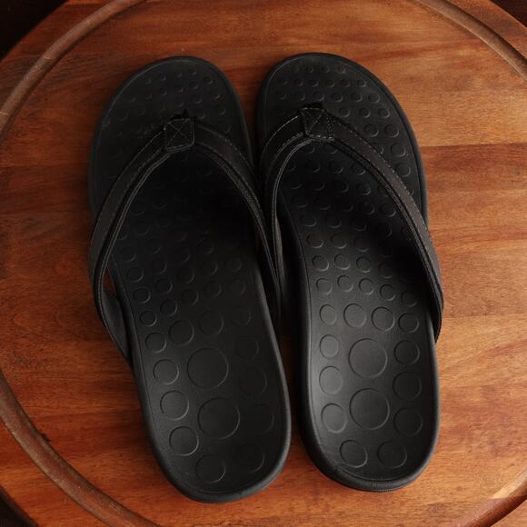 Vionic Sandals Mens Size 14 BLK Tide Leather Thong Flip Flop Comfort Beach Shoes main image 7